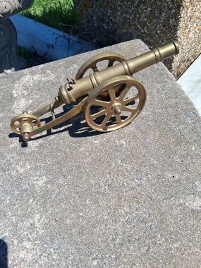 Brass Decorative Cannon Figurine - Gold Accent Home Decor